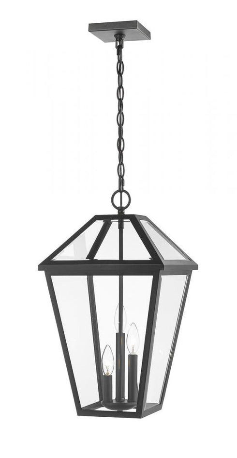 Z-Lite Talbot 3 Light Outdoor Chain Mount Ceiling Fixture in Black Finish Model: 579CHXL-BK