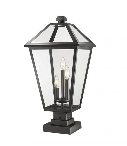 Z-Lite Talbot 3 Light Outdoor Pier Mounted Fixture in Black Finish Model: 579PHXLS-SQPM-BK