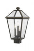 Z-Lite Talbot 3 Light Outdoor Post Mount Fixture in Black Finish Model: 579PHBS-BK