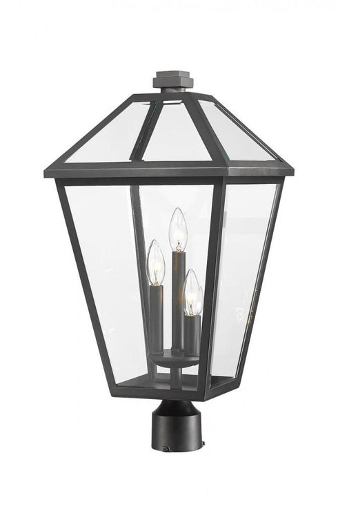 Z-Lite Talbot 3 Light Outdoor Post Mount Fixture in Black Finish Model: 579PHXLR-BK