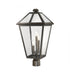 Z-Lite Talbot 3 Light Outdoor Post Mount Fixture in Black Finish Model: 579PHXLR-BK
