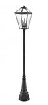 Z-Lite Talbot 4 Light Outdoor Post Mounted Fixture in Black Finish Model: 579PHXLXR-564P-BK