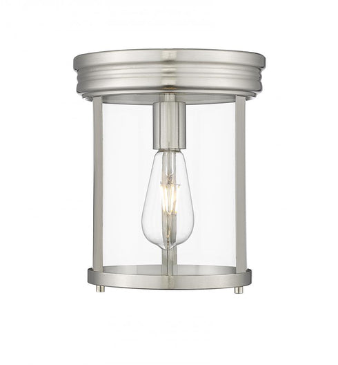 Z-Lite Thayer 1 Light Flush Mount in Brushed Nickel Finish Model: 742F9-BN