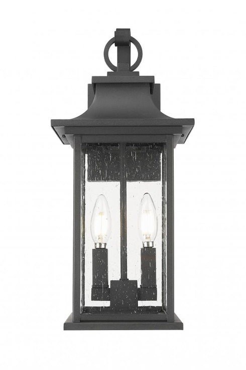 Z-Lite Tiberius 2 Light Outdoor Wall Light in Black Finish Model: 5017M-BK