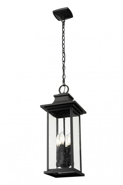 Z-Lite Tiberius 4 Light Outdoor Chain Mount Ceiling Fixture in Black Finish Model: 5017CHB-BK