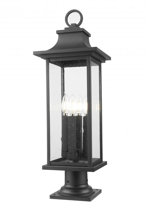 Z-Lite Tiberius 4 Light Outdoor Pier Mounted Fixture in Black Finish Model: 5017PHBR-533PM-BK