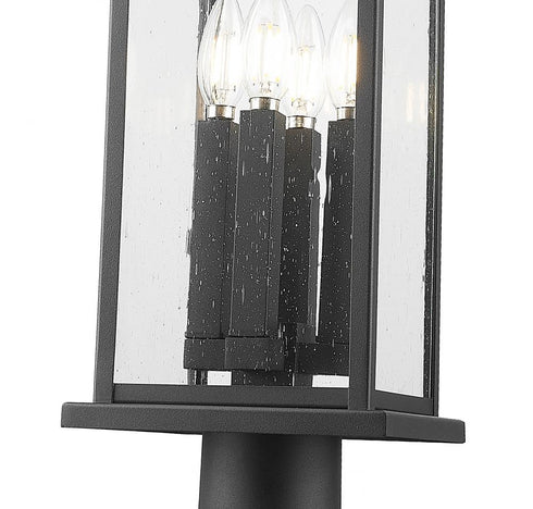 Z-Lite Tiberius 4 Light Outdoor Pier Mounted Fixture in Black Finish Model: 5017PHBR-533PM-BK