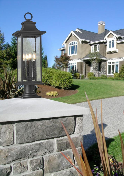 Z-Lite Tiberius 4 Light Outdoor Pier Mounted Fixture in Black Finish Model: 5017PHBR-533PM-BK