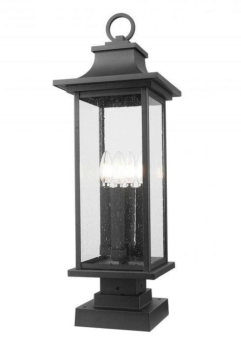 Z-Lite Tiberius 4 Light Outdoor Pier Mounted Fixture in Black Finish Model: 5017PHBS-SQPM-BK