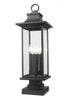 Z-Lite Tiberius 4 Light Outdoor Pier Mounted Fixture in Black Finish Model: 5017PHBS-SQPM-BK