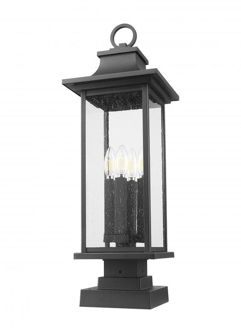 Z-Lite Tiberius 4 Light Outdoor Pier Mounted Fixture in Black Finish Model: 5017PHBS-SQPM-BK