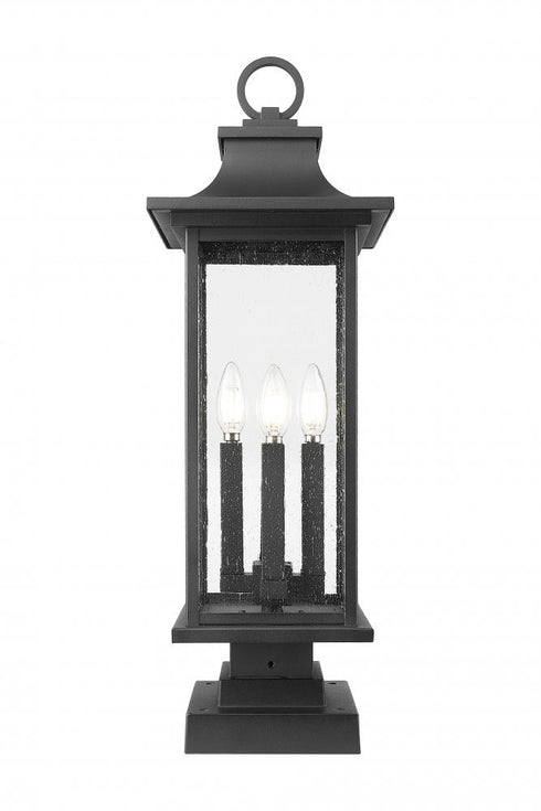 Z-Lite Tiberius 4 Light Outdoor Pier Mounted Fixture in Black Finish Model: 5017PHBS-SQPM-BK