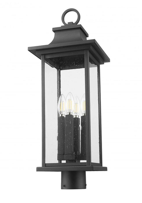 Z-Lite Tiberius 4 Light Outdoor Post Mount Fixture in Black Finish Model: 5017PHBR-BK