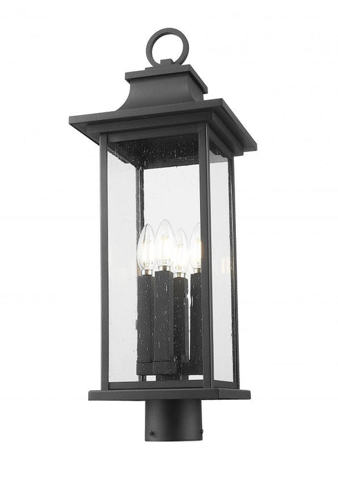 Z-Lite Tiberius 4 Light Outdoor Post Mount Fixture in Black Finish Model: 5017PHBR-BK