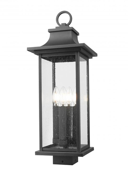 Z-Lite Tiberius 4 Light Outdoor Post Mount Fixture in Black Finish Model: 5017PHBS-BK