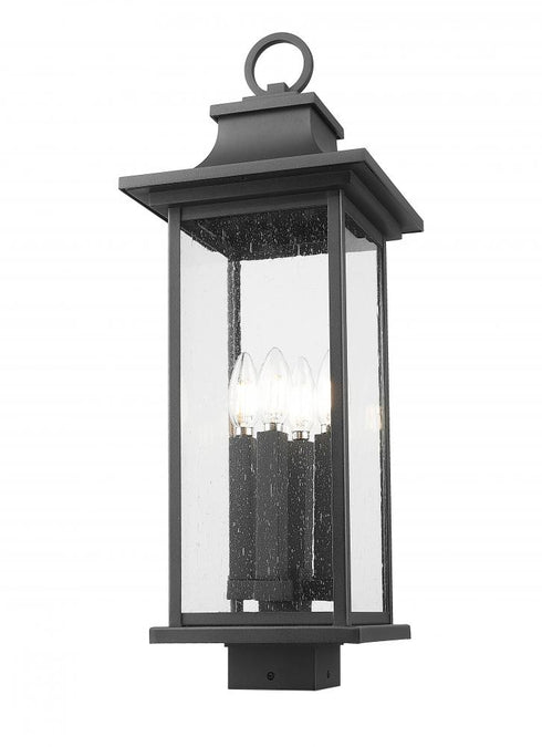Z-Lite Tiberius 4 Light Outdoor Post Mount Fixture in Black Finish Model: 5017PHBS-BK