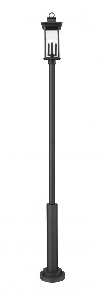 Z-Lite Tiberius 4 Light Outdoor Post Mounted Fixture in Black Finish Model: 5017PHBR-5010P-BK