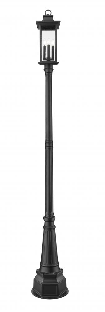 Z-Lite Tiberius 4 Light Outdoor Post Mounted Fixture in Black Finish Model: 5017PHBR-564P-BK