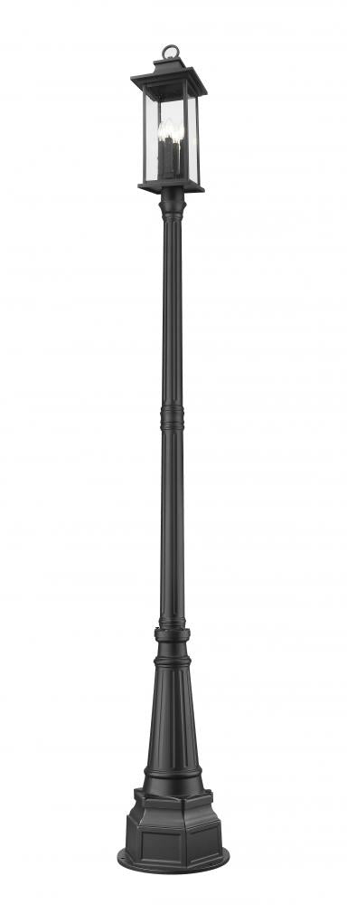 Z-Lite Tiberius 4 Light Outdoor Post Mounted Fixture in Black Finish Model: 5017PHBR-564P-BK