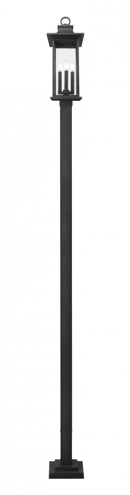 Z-Lite Tiberius 4 Light Outdoor Post Mounted Fixture in Black Finish Model: 5017PHBS-536P-BK