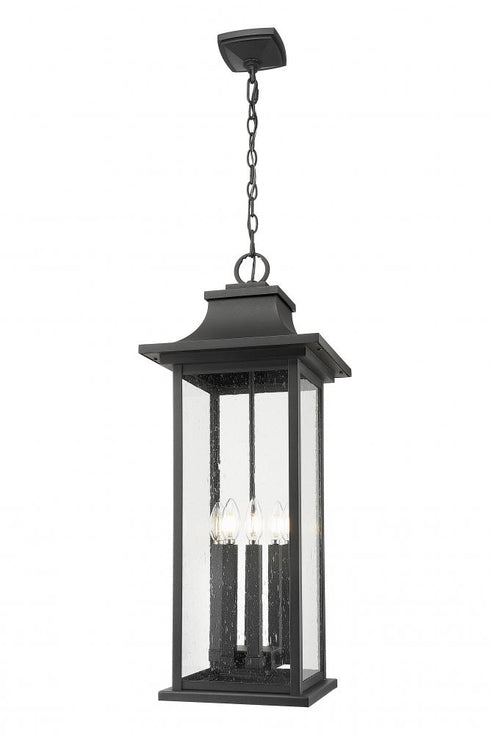 Z-Lite Tiberius 6 Light Outdoor Chain Mount Ceiling Fixture in Black Finish Model: 5017CHXL-BK
