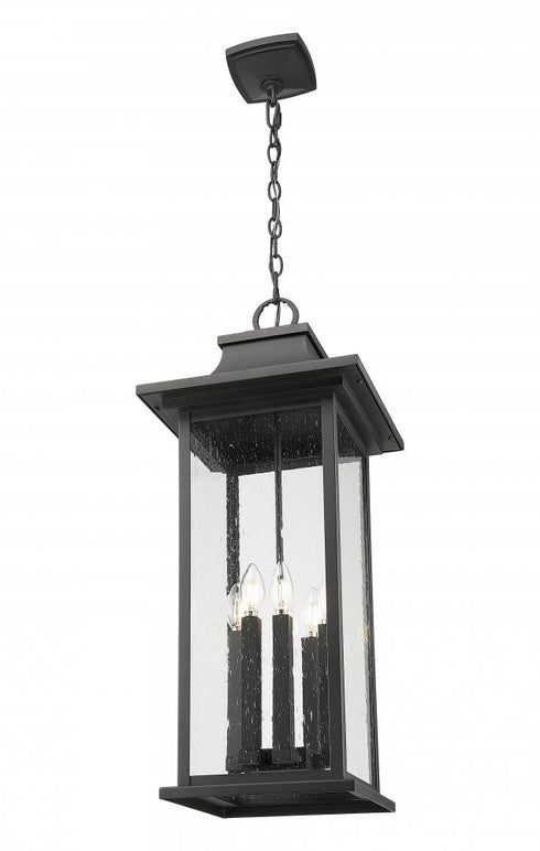 Z-Lite Tiberius 6 Light Outdoor Chain Mount Ceiling Fixture in Black Finish Model: 5017CHXL-BK