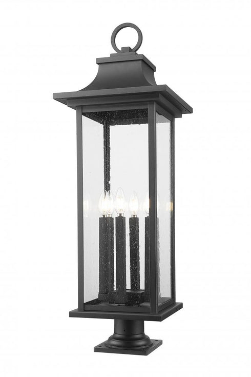 Z-Lite Tiberius 6 Light Outdoor Pier Mounted Fixture in Black Finish Model: 5017PHXLR-533PM-BK