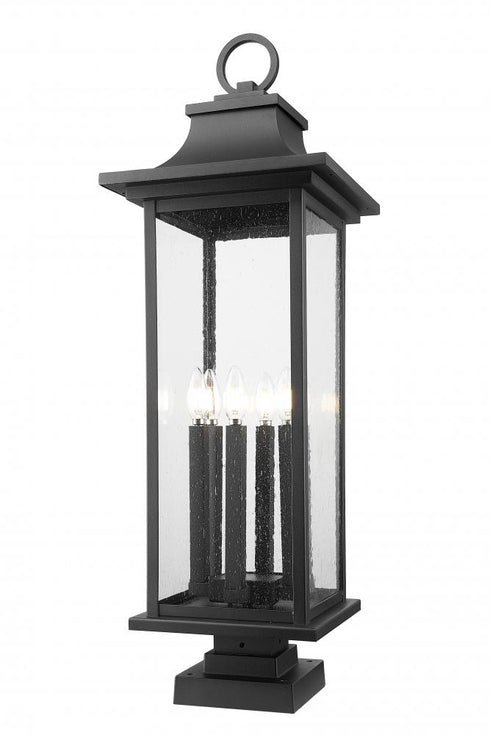 Z-Lite Tiberius 6 Light Outdoor Pier Mounted Fixture in Black Finish Model: 5017PHXLS-SQPM-BK