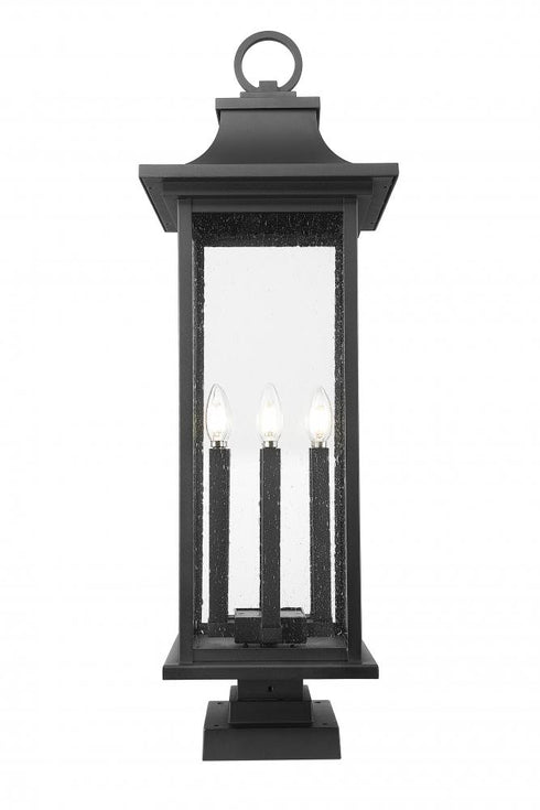 Z-Lite Tiberius 6 Light Outdoor Pier Mounted Fixture in Black Finish Model: 5017PHXLS-SQPM-BK