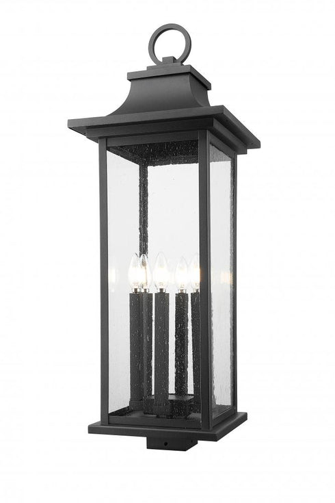 Z-Lite Tiberius 6 Light Outdoor Post Mount Fixture in Black Finish Model: 5017PHXLS-BK