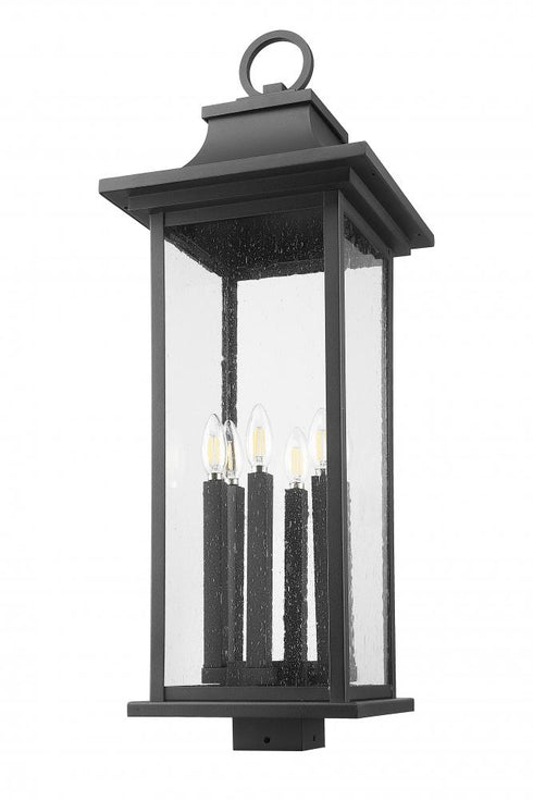 Z-Lite Tiberius 6 Light Outdoor Post Mount Fixture in Black Finish Model: 5017PHXLS-BK