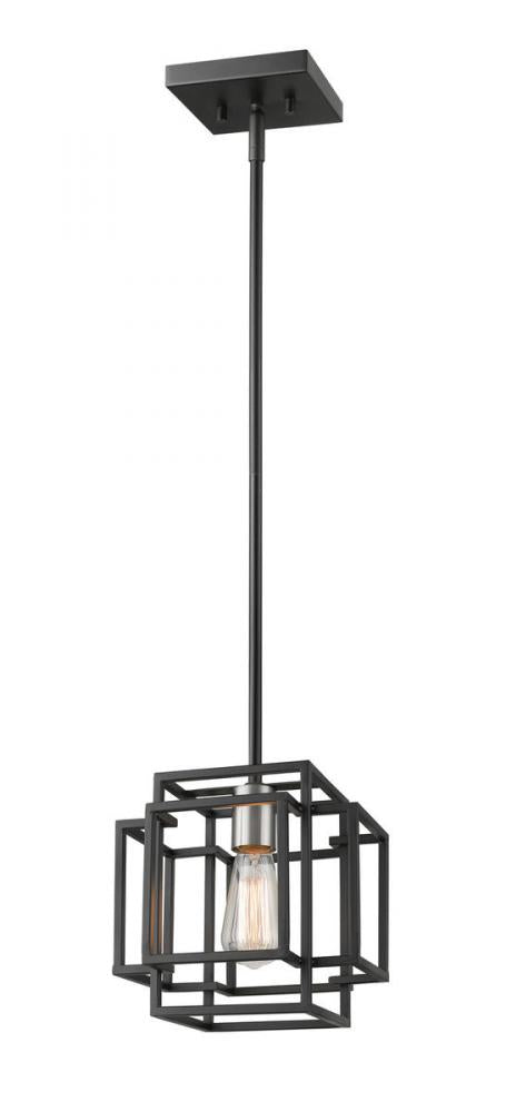 Z-Lite Titania 1 Light Pendant in Black + Brushed Nickel Finish Model: 454MP-BK-BN