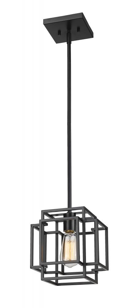 Z-Lite Titania 1 Light Pendant in Black + Brushed Nickel Finish Model: 454MP-BK-BN