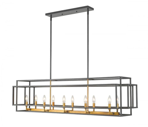 Z-Lite Titania 10 Light Linear Chandelier in Black + Brushed Nickel Finish Model: 454-54L-BK-BN