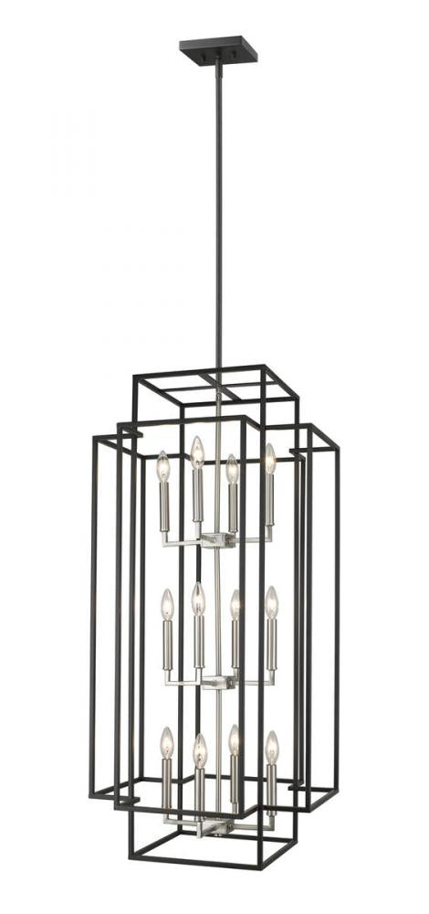 Z-Lite Titania 12 Light Chandelier in Black + Brushed Nickel Finish Model: 454-42BK-BN