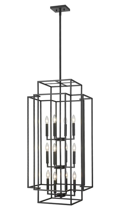 Z-Lite Titania 12 Light Chandelier in Black + Brushed Nickel Finish Model: 454-42BK-BN