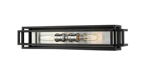 Z-Lite Titania 2 Light Vanity in Black + Brushed Nickel Finish Model: 454-2V-BK-BN