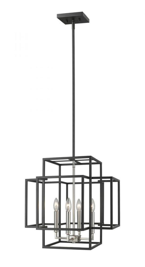 Z-Lite Titania 4 Light Chandelier in Black + Brushed Nickel Finish Model: 454-18BK-BN