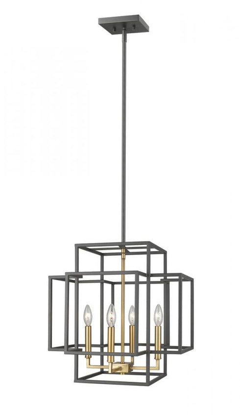 Z-Lite Titania 4 Light Chandelier in Black + Brushed Nickel Finish Model: 454-18BK-BN