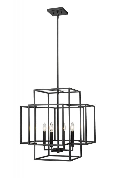 Z-Lite Titania 4 Light Chandelier in Black + Brushed Nickel Finish Model: 454-22BK-BN