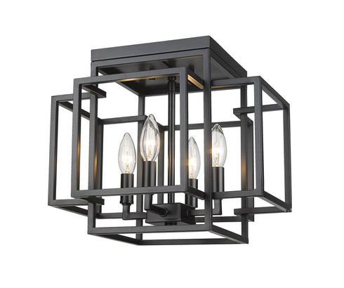 Z-Lite Titania 4 Light Flush Mount in Black + Brushed Nickel Finish Model: 454F-BK-BN
