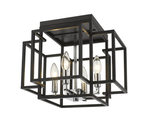 Z-Lite Titania 4 Light Flush Mount in Black + Brushed Nickel Finish Model: 454F-BK-BN