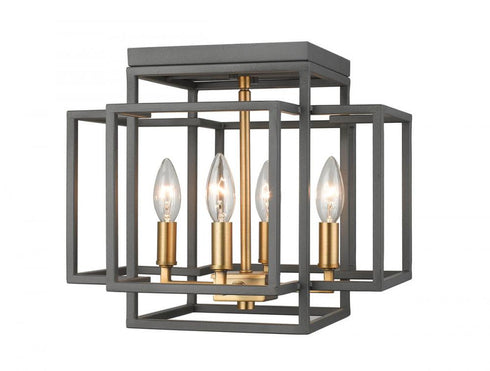 Z-Lite Titania 4 Light Flush Mount in Black + Brushed Nickel Finish Model: 454F-BK-BN