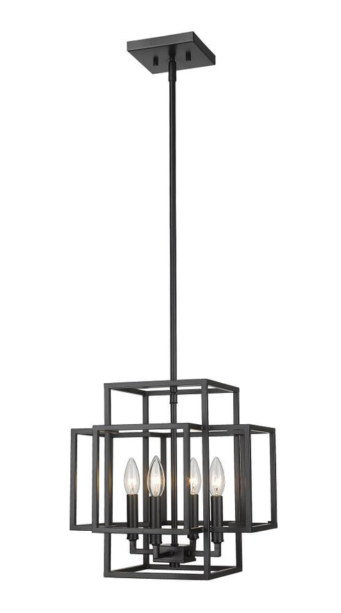 Z-Lite Titania 4 Light Pendant in Black + Brushed Nickel Finish Model: 454-14BK-BN