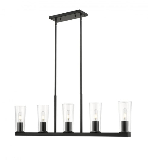 Z-Lite Titus 5 Light Linear Chandelier in Matte Black Finish Model: 826-5L-MB