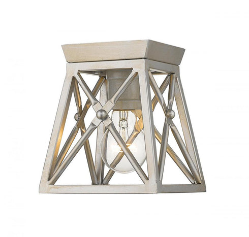 Z-Lite Trestle 1 Light Flush Mount in Antique Silver Finish Model: 447F1-AS