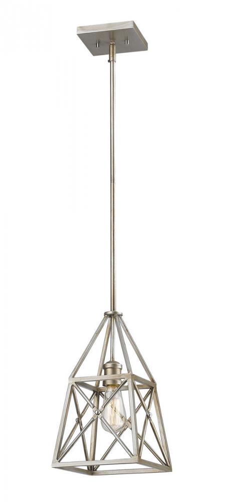 Z-Lite Trestle 1 Light Pendant in Antique Silver Finish Model: 447MP-AS