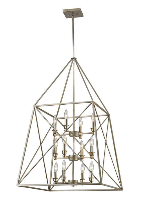 Z-Lite Trestle 12 Light Chandelier in Antique Silver Finish Model: 447-12AS