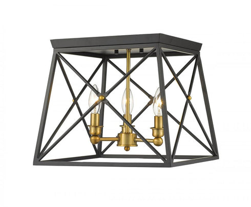 Z-Lite Trestle 3 Light Flush Mount in Antique Silver Finish Model: 447F14-AS