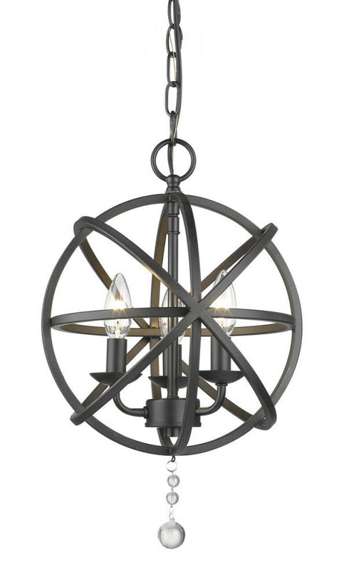Z-Lite Tull 3 Light Chandelier in Matte Black Finish Model: 458-12MB